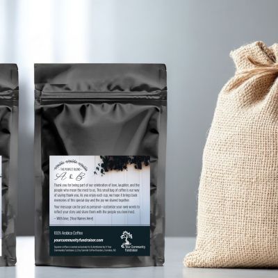 Burlap sack with tied string neutral texture